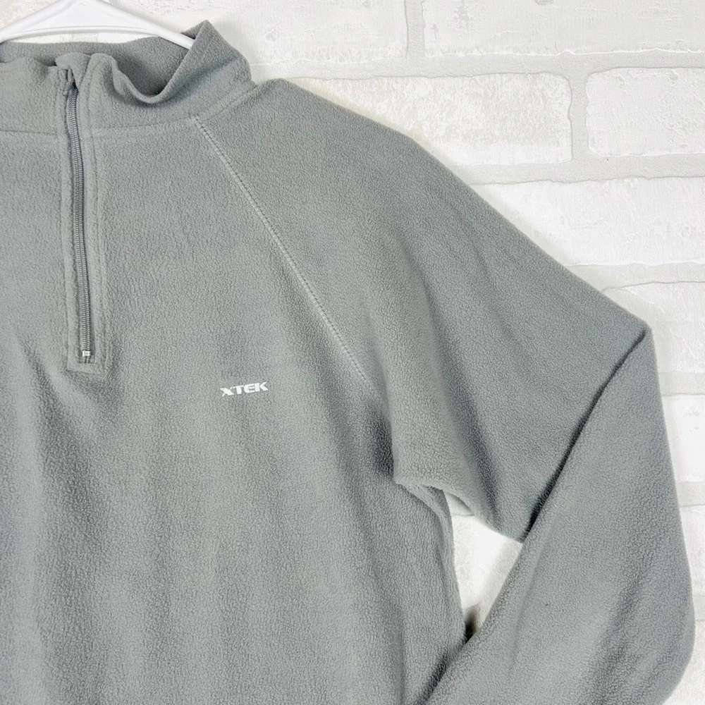 XTEK Womens Gray Quarter Zip Fleece Pullover Mock‎ Neck Active Top Size M